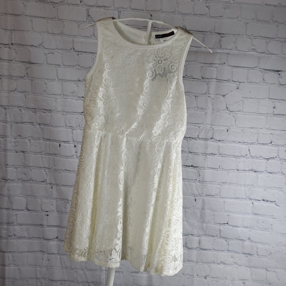 White ivory lace girls dress